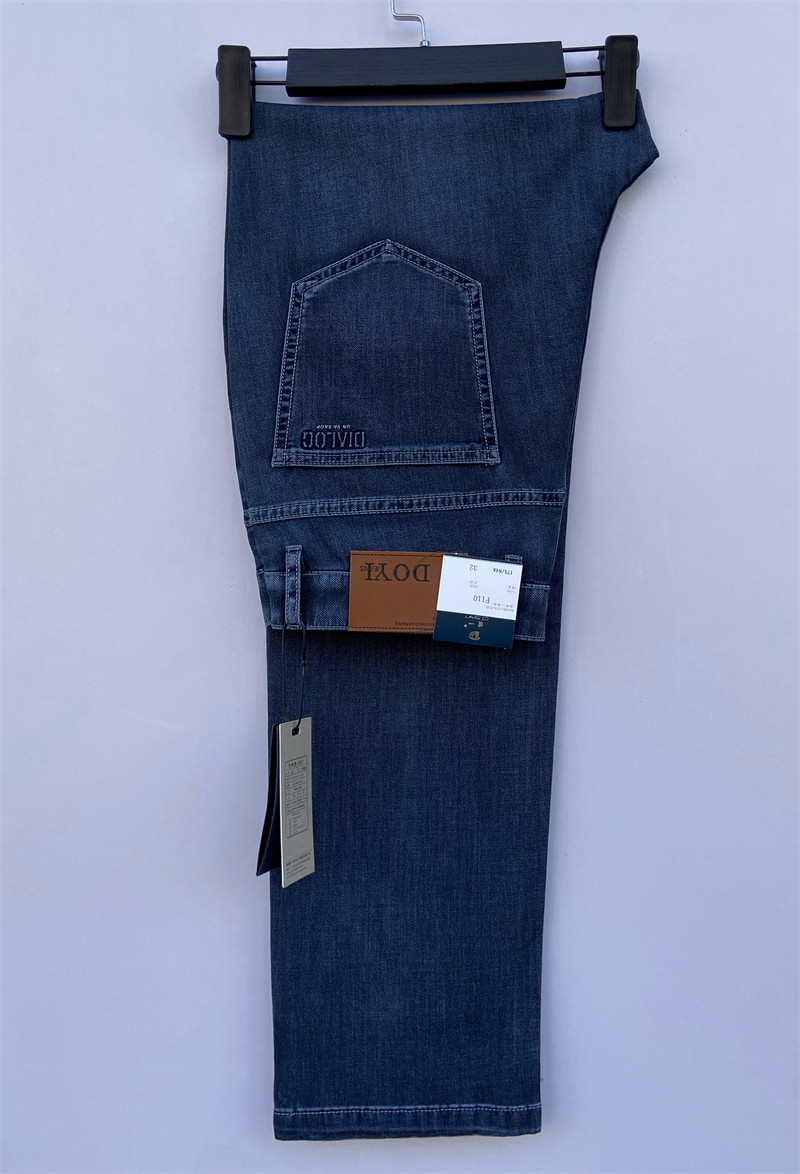 道一牛仔男裤2025春夏新款F110灰蓝色高腰弹力修身直筒简单
