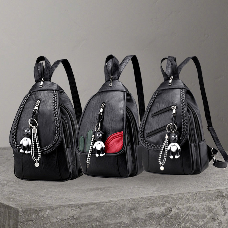 Backpack female tide 2020 new pattern fashion Korean Edition Soft leather Versatile leisure time Mini knapsack 2021 Backpack chest bagin the Leather/Lady bags/Men's bag, Backpack  category - from Buy2taobao.com to provide professional Taobao agent buy service