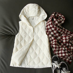 马夹百搭内胆坎肩外穿内搭背心 时尚 外搭马甲女短款 连帽2024年新款