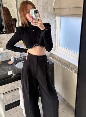 【MIMIHADID】高腰垂感休闲裤女士剪口褶裥显瘦