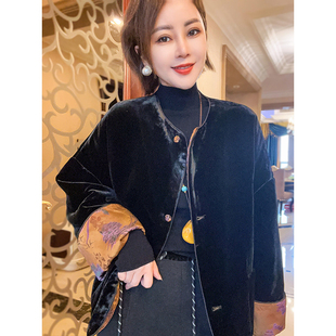 桑蚕丝丝绒双面穿棉服时尚 上衣 设计感百搭女装