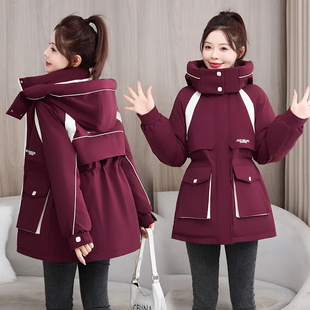 外套 收腰棉衣加厚宽松棉袄冬季 2025新款 加厚派克羽绒棉服女中长款