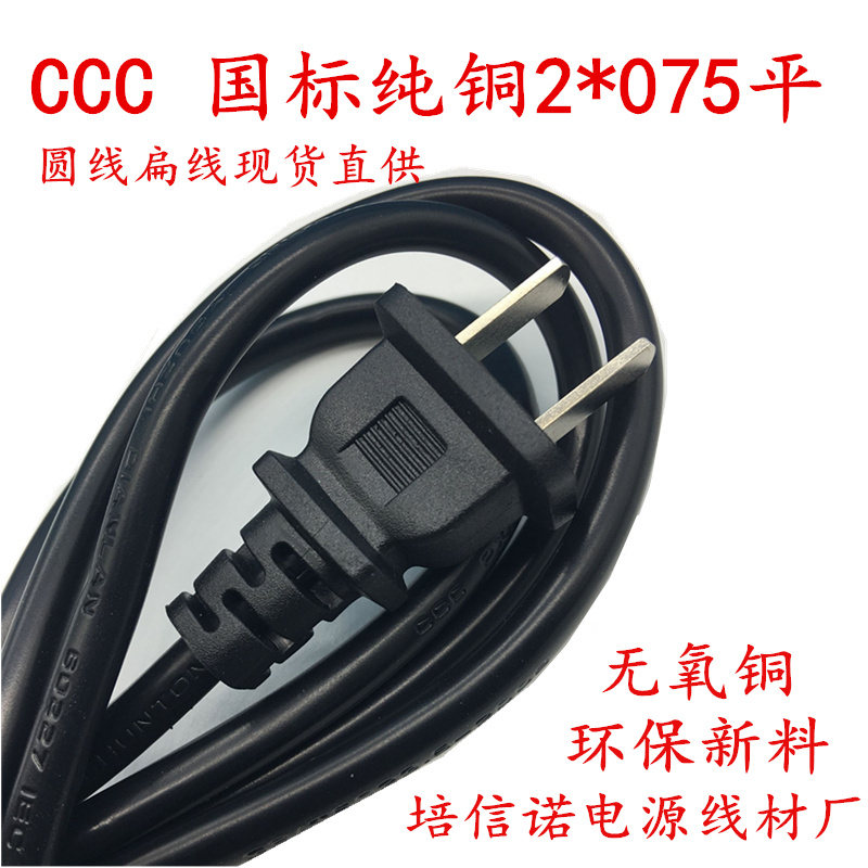 纯铜二项插头电源线两项两孔二脚