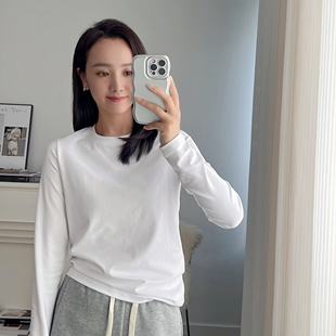 【匹马棉·超级打底】长袖打底T恤女新款百搭舒适圆领内搭女上衣