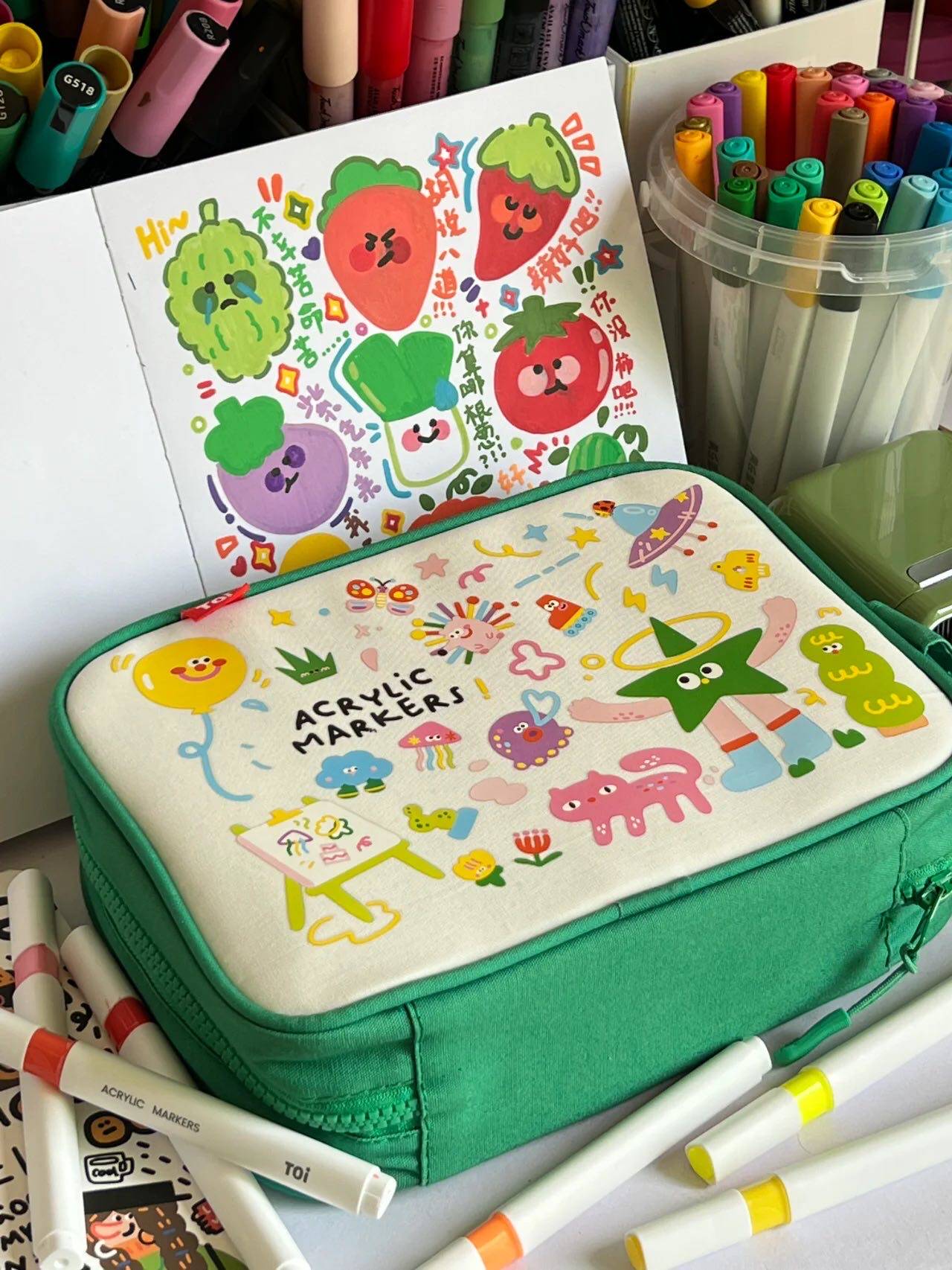 TOI图益丙烯马克笔48色不透色可叠涂美术学生水彩绘画涂鸦笔防水,文具电教/文化用品/商务用品,马克笔,淘宝优惠券,粉丝福利购,淘宝优惠卷