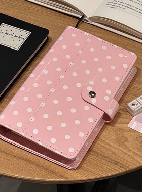 A6per波点亮面漆皮活页手帐本ins高颜值学生便携计划笔记日记本子