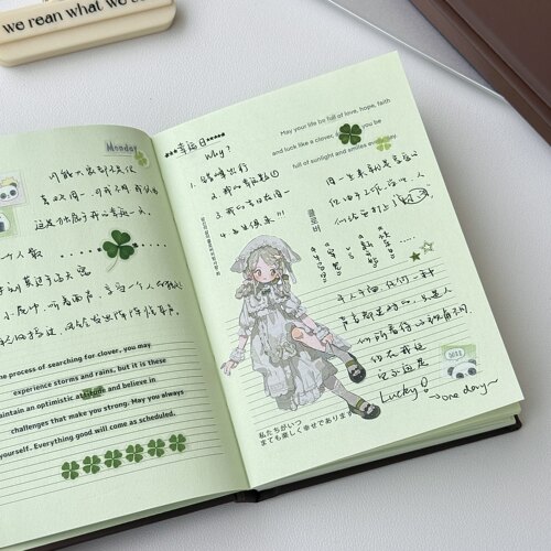 原创薄荷巧克力a6绿色内页硬壳本