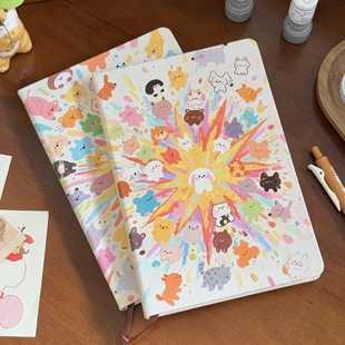 原创小动物们可爱涂鸦笔记本日记本高颜值学生a5横线手帐记事本子