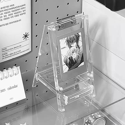 透明告示牌谷美亚克力卡片展示架细闪插卡立牌diy3寸小卡收纳卡套