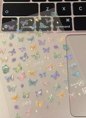 INFP渐变蝴蝶浮雕立体美甲贴纸日系浪漫可爱笔杆贴纸指甲装饰贴