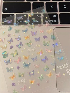 INFP渐变蝴蝶浮雕立体美甲贴纸日系浪漫可爱笔杆贴纸指甲装饰贴