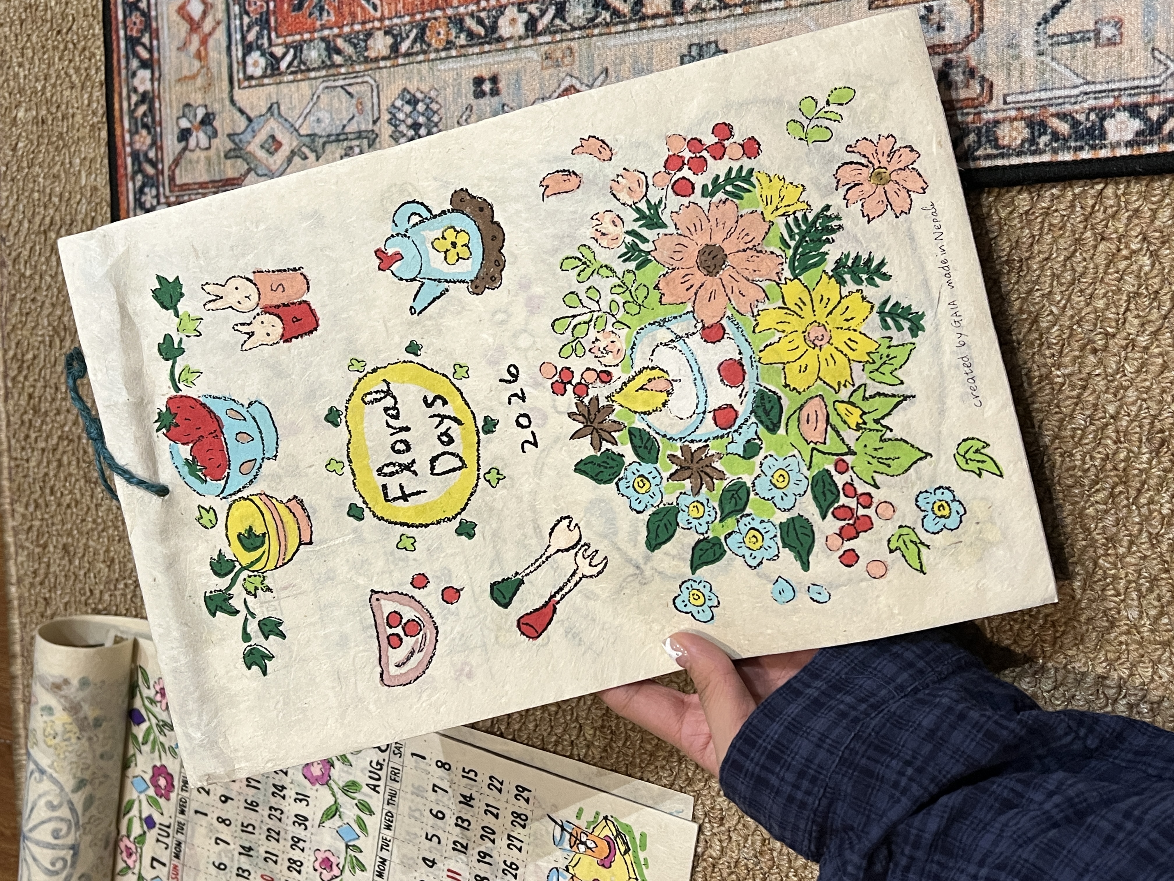 新款2026年尼泊尔挂历涂鸦插画日历年历高颜值月历装饰挂件送礼物