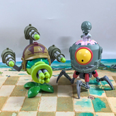 正版 植物大战僵尸玩具大号七孔加特林机枪豌豆射手可发射巨人僵尸