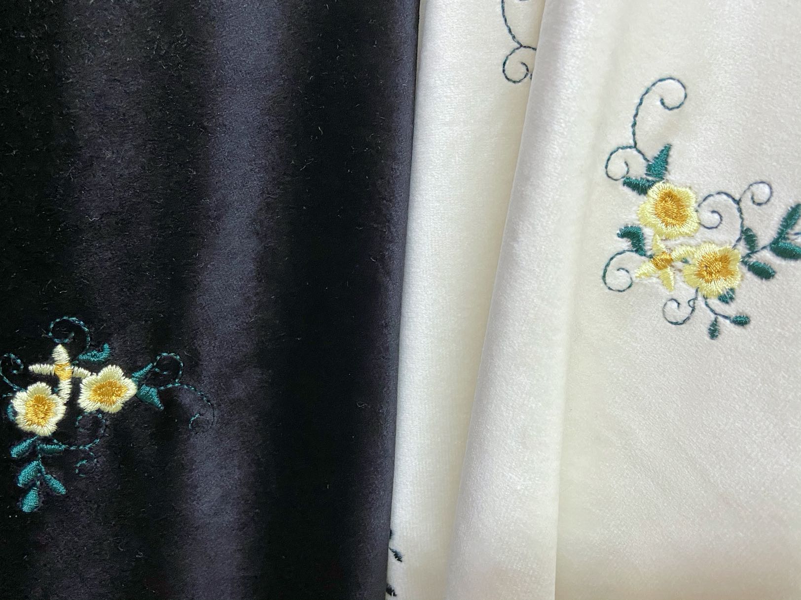 国产立体绣花丝绒面料春秋女裙套装垂感好金丝绒平绒布料刺绣好货