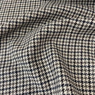 意大利卡其灰千鸟格子羊毛呢面料混色毛涤女裤职业装外套服装布料