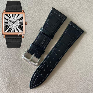手表带配件 真皮表带 宽26MM镶钻表扣 适用法兰克穆勒6000H手表