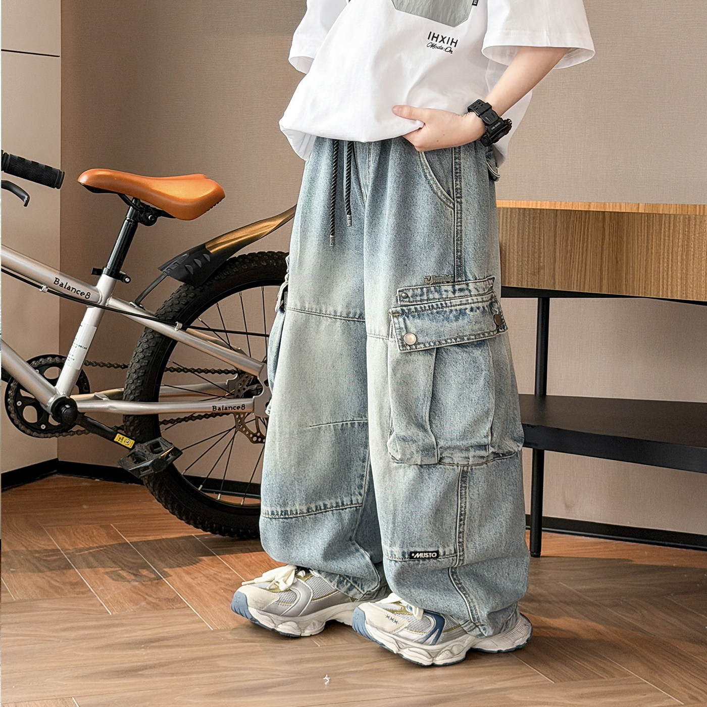 男童裤子2026春装新款中大童工装长裤韩版老爹裤宽松儿童牛仔裤潮