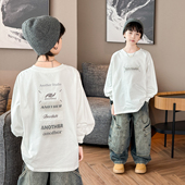 T恤2025秋季 新款 自制中大童韩版 男童长袖 宽松上衣儿童纯棉打底衫