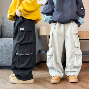 韩版 中大童老爹裤 宽松男孩长裤 男童裤 裤 新款 儿童工装 潮 子2025秋装