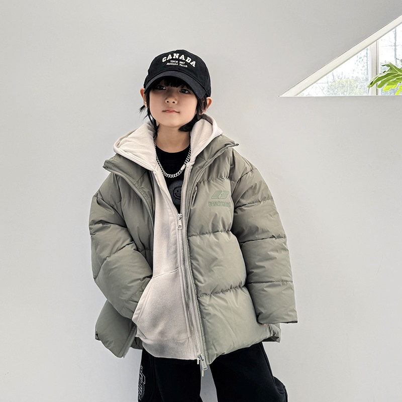 男童羽绒服冬装新款儿童白鸭绒夹克新年三防加厚面包服外套潮