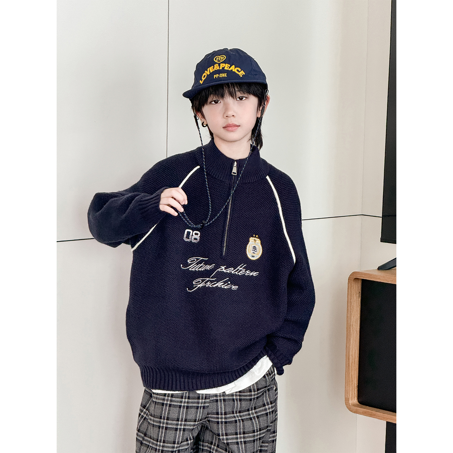 男童毛衣2025秋冬装新款中大童韩版潮款宽松长袖儿童拉链针织衫潮