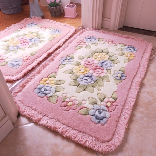 家用门口蹭灰脚垫长方形卧室门垫厨房吸水垫子粉色门垫入户门厅垫