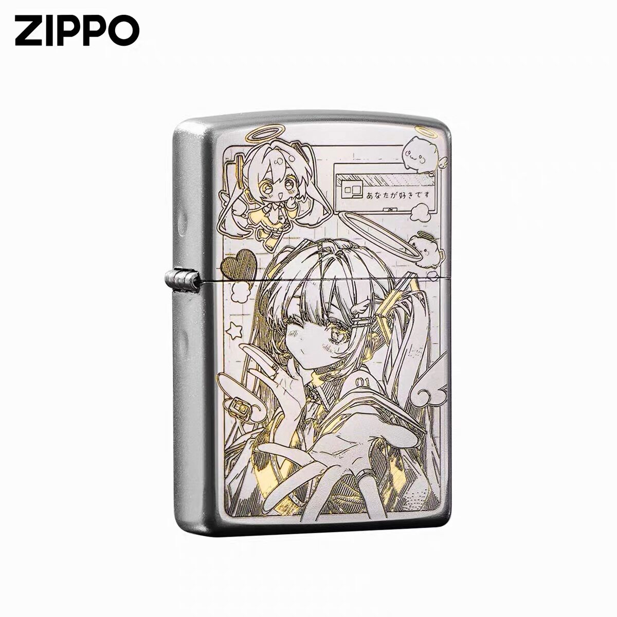 ZIPPO正品银色初音未来蓝色公主殿下雕刻打火机防风收藏送礼高端