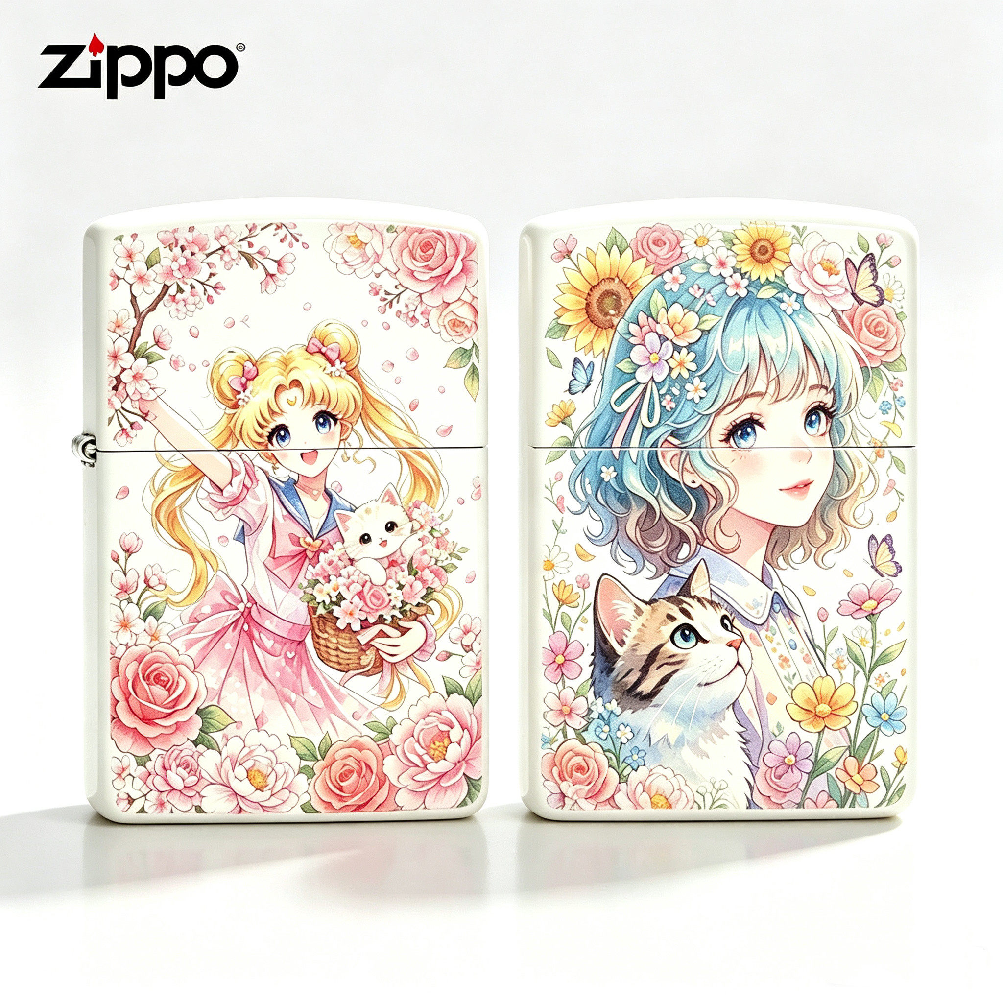 zippo 正品打火机少女与猫动漫送男生礼物情人节礼物