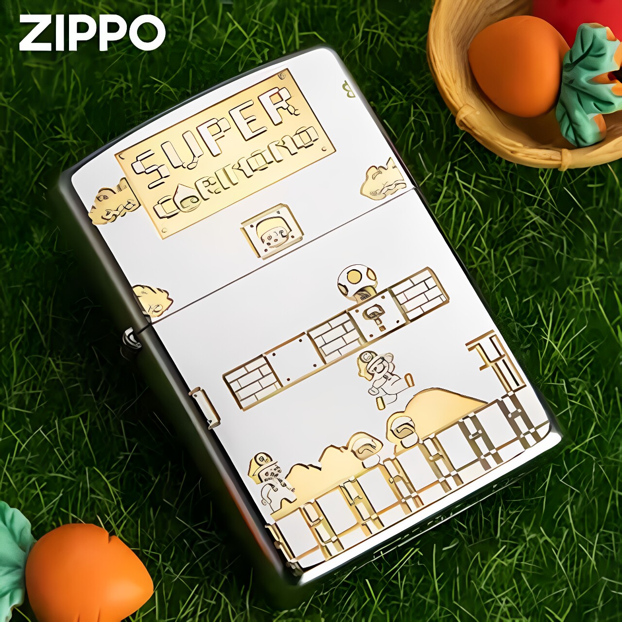 zippo打火机正品原装磨砂精雕超级玛丽送男友礼物创意煤油防风zp