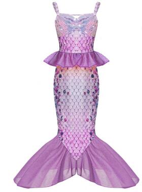 万圣节跨境爱丽儿公主裙儿童泳衣女童连体泳装中大童美人鱼裙泳衣