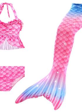 女童美人鱼服装人鱼尾巴泳衣中大童儿童比基尼分体游泳套装公主裙