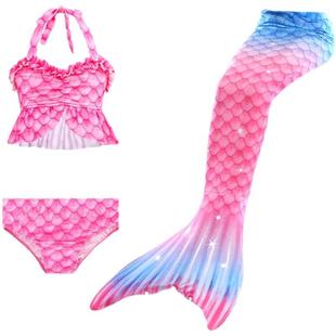 女童美人鱼服装 公主裙 人鱼尾巴泳衣中大童儿童比基尼分体游泳套装