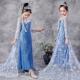 圣诞节童装 动画片艾莎公主裙蓝色披风拖地长裙cos服装 elsa亮片裙
