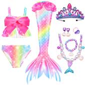 美人鱼衣服公主尾巴儿童泳衣女孩分体比基尼宝宝泳装 2025新款 温泉