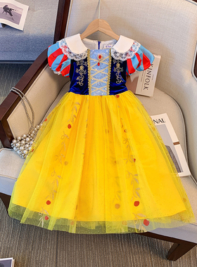 白雪公主裙子女童连衣裙儿童蓬蓬纱裙宝宝生日礼服裙2025春秋新款