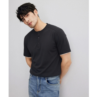 轻奢通勤领肌理短袖t恤