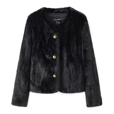 海宁水貂皮草女貂毛外套短款貂皮大衣2025新款年轻款显瘦时尚流行