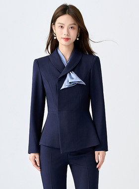 酒店前台接待职业正装工作服2025秋季高级感女士通勤长袖西服套装