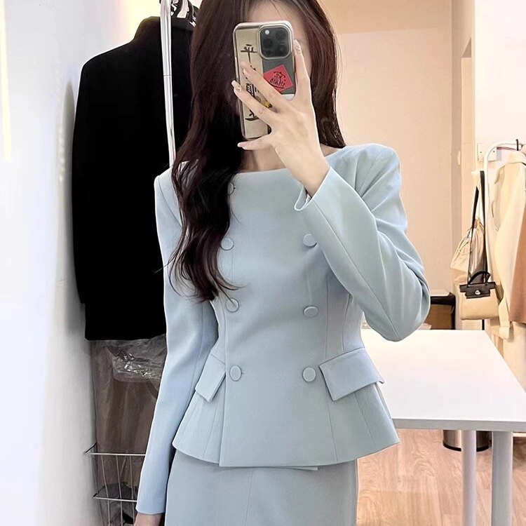 深圳重工2025春装装新款安娜同款西装外套上衣半身裙两件套女