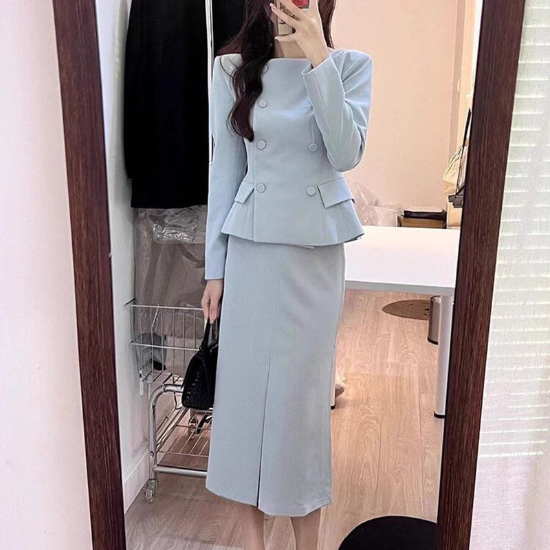冬季轻熟优雅收腰西装两件套女