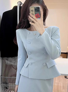 612 深圳重工2025春装装新款安娜同款西装外套上衣半身裙两件套女