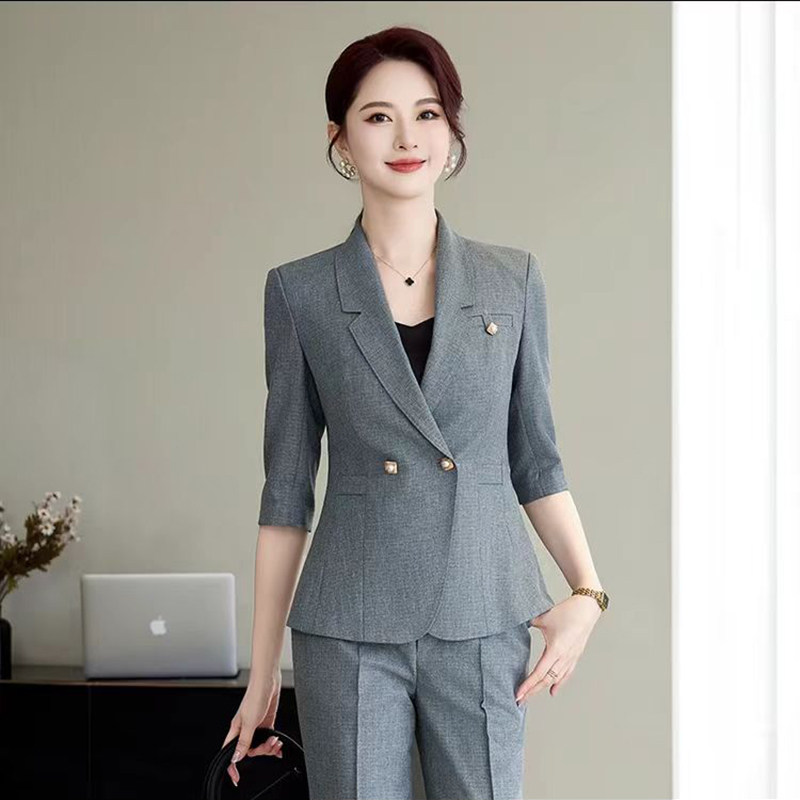 619五分袖西装外套女春夏季新款时尚韩版气质职业工作服套装