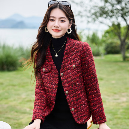 小香风短外套女春秋时尚洋气高级感气质女神范长袖小西装抗皱