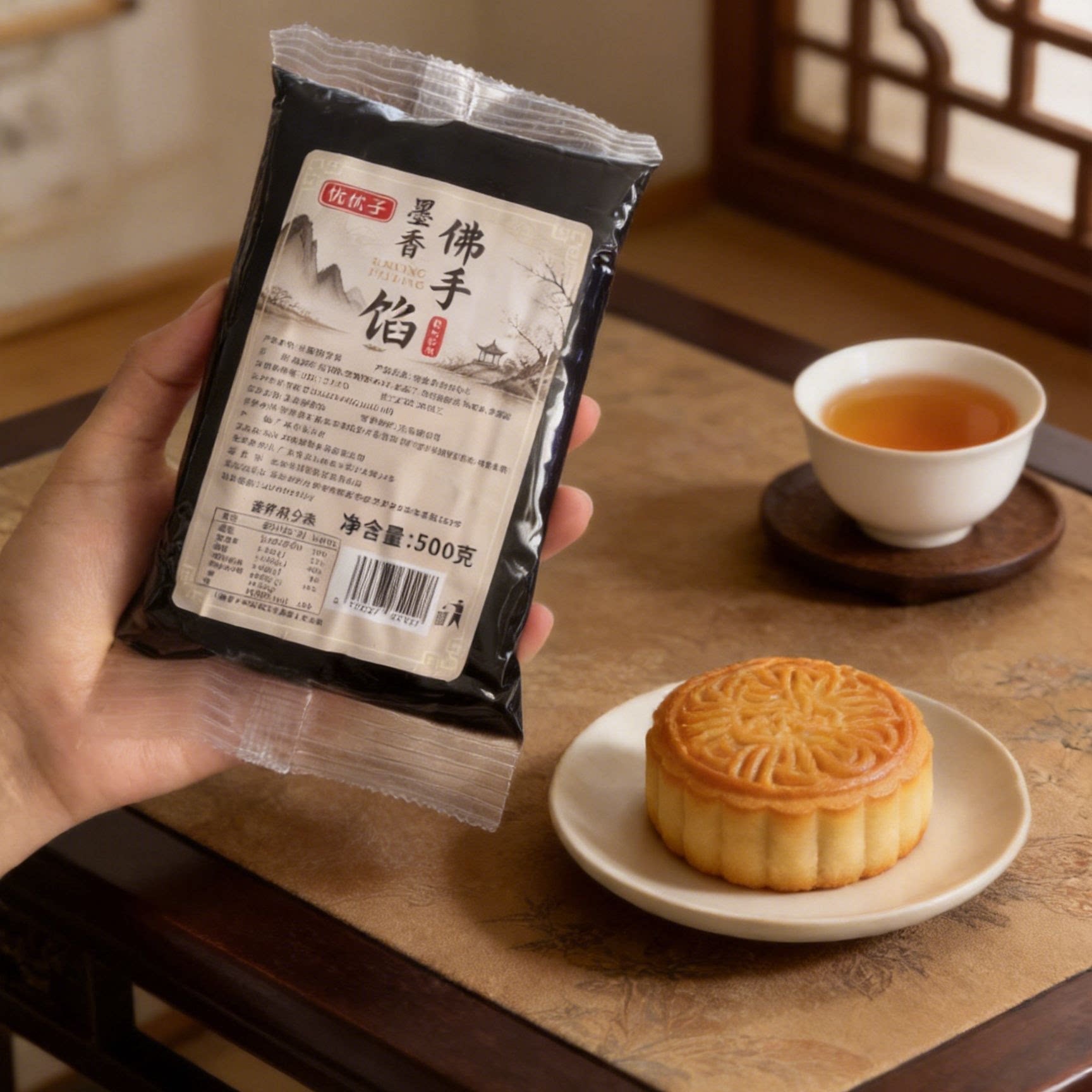 优优子潮汕月饼老香黄乌豆沙馅料捞饼绿豆沙中秋月饼潮州潮山捞饼