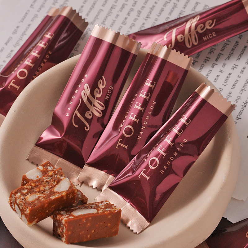 加厚太妃糖包装袋海盐杏仁牛轧糖包装袋子机封糖袋牛扎糖纸糖果