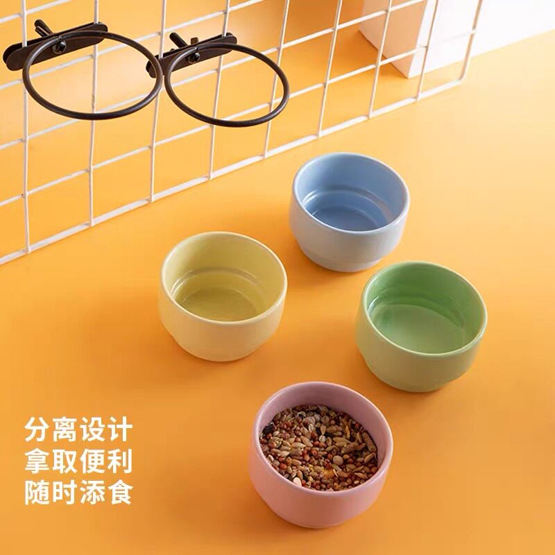 防撒防溅鹦鹉食盒陶瓷防啃防咬鸟用食碗玄凤水碗鸟类喂食器可悬挂图片