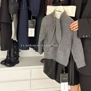 【冬&winter】：’考拉灰色领巾毛衣~超有质感25d062~小宝家