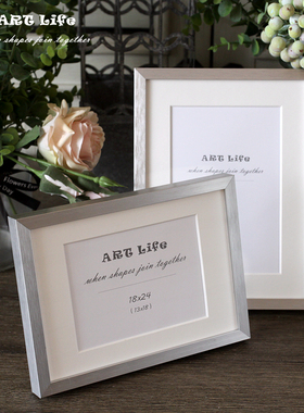 新款北欧简约铝合金银相框照片玻璃相架横竖摆台挂56寸7寸8寸10寸