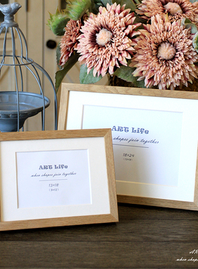 北欧实木橡木相框简约无漆玻璃照片框横摆挂实拍5寸6寸7寸8寸10寸