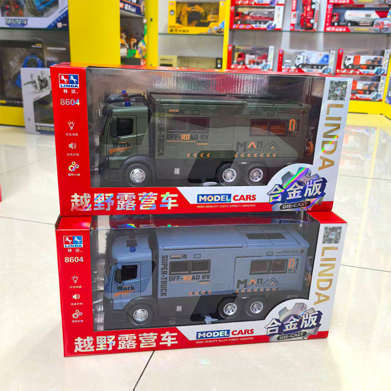 林达合金声光惯性越野露营车玩具图片